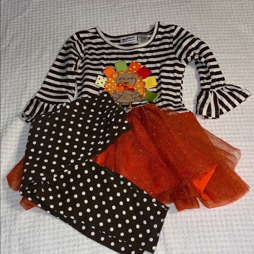 Girls Thanksgiving Turkey Outfit - Size 3T